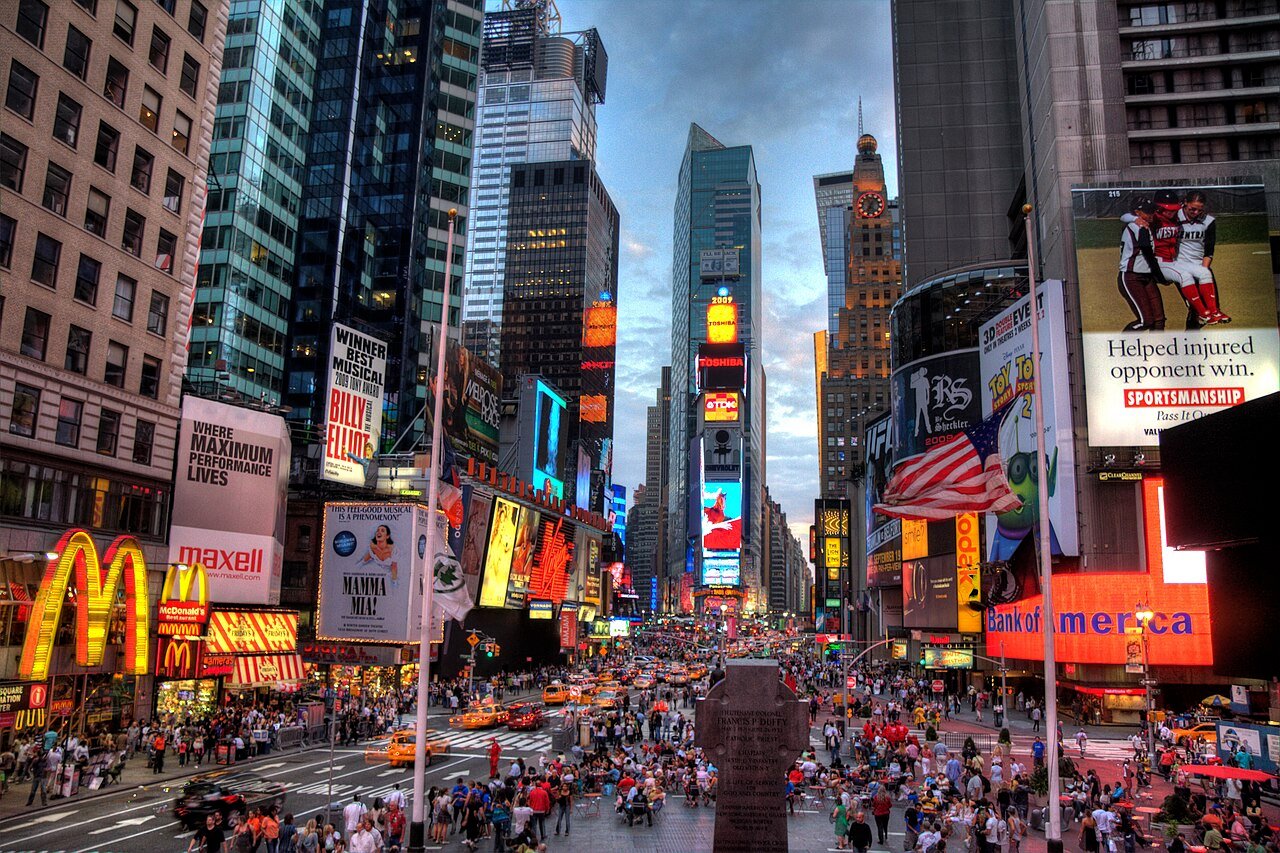 New York skyline and Times Square
